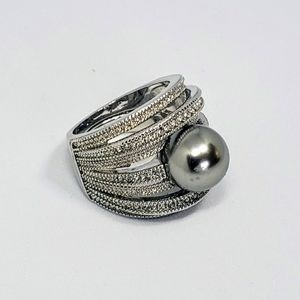 Metal Ring With Artificial Pearl